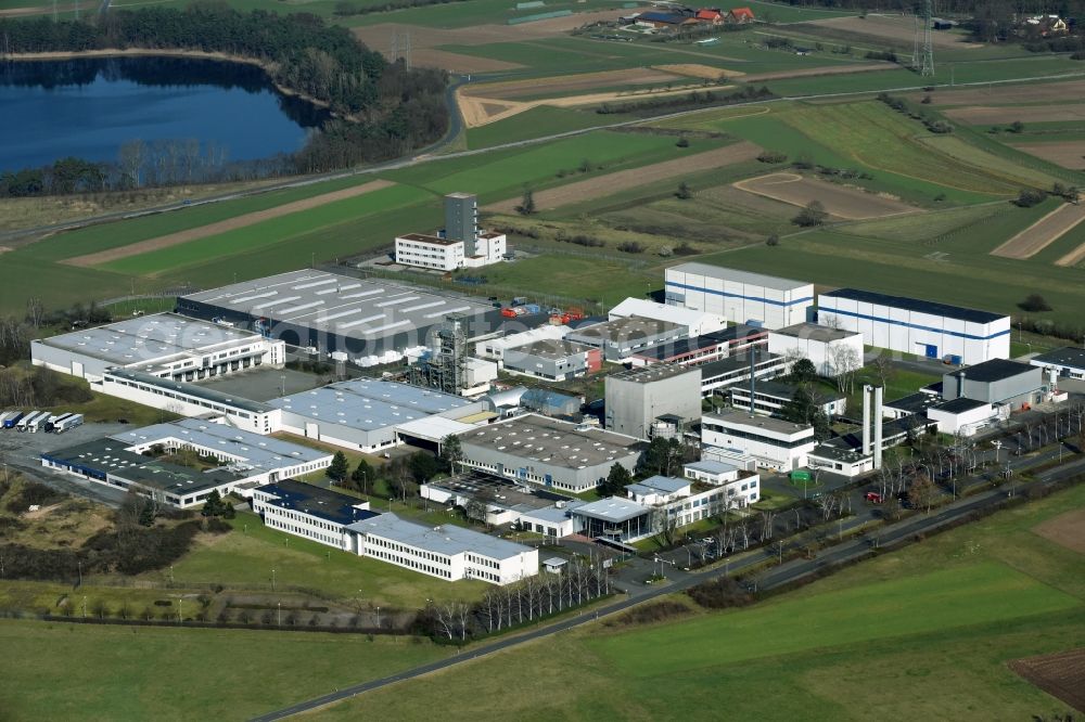 Karlstein am Main from above - Industrial estate and company settlement Innovations-Park-Karlstein GmbH in Seligenstadt in the state Hesse