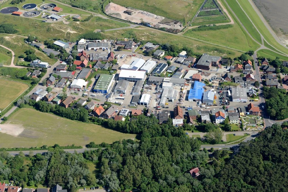 Norderney from above - Industrial estate and company settlement of the island Norderney in the North Sea in the state Lower Saxony