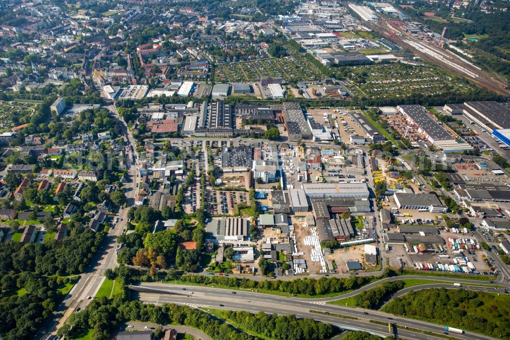 Dortmund from above - Industrial estate and company settlement on Juchostrasse in Dortmund in the state of North Rhine-Westphalia. Central to the area is the KHS works