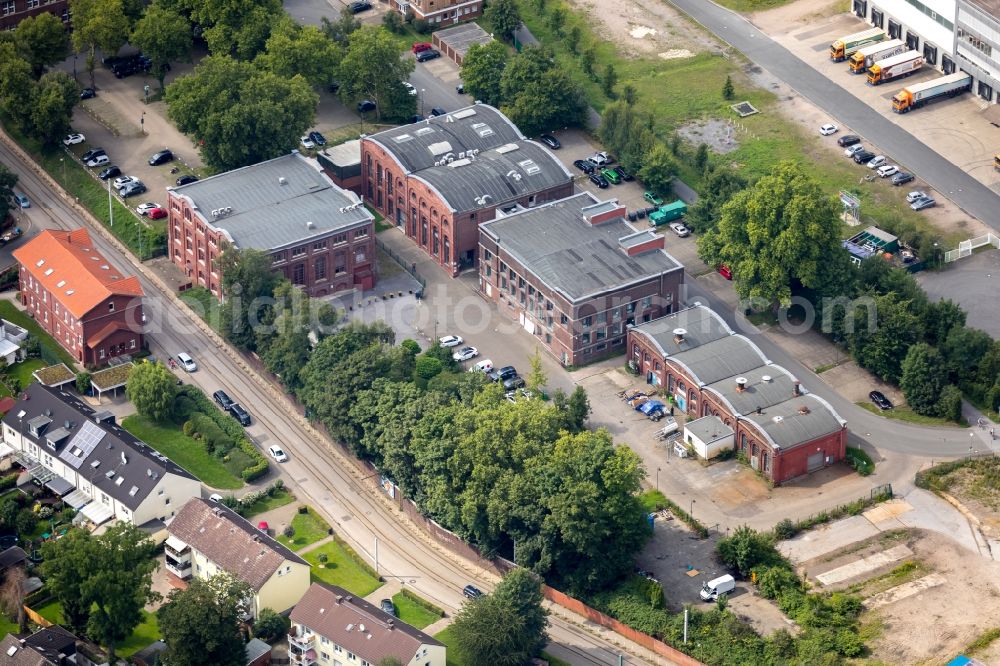 Essen from above - Industrial estate and company settlement on Katernberger Strasse in Essen in the state North Rhine-Westphalia, Germany