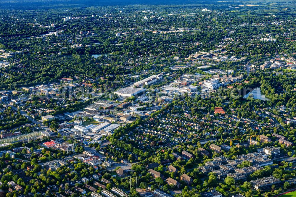 Aerial photograph Hamburg - Industrial estate and company settlement Kuehnstrasse in Hamburg, Germany