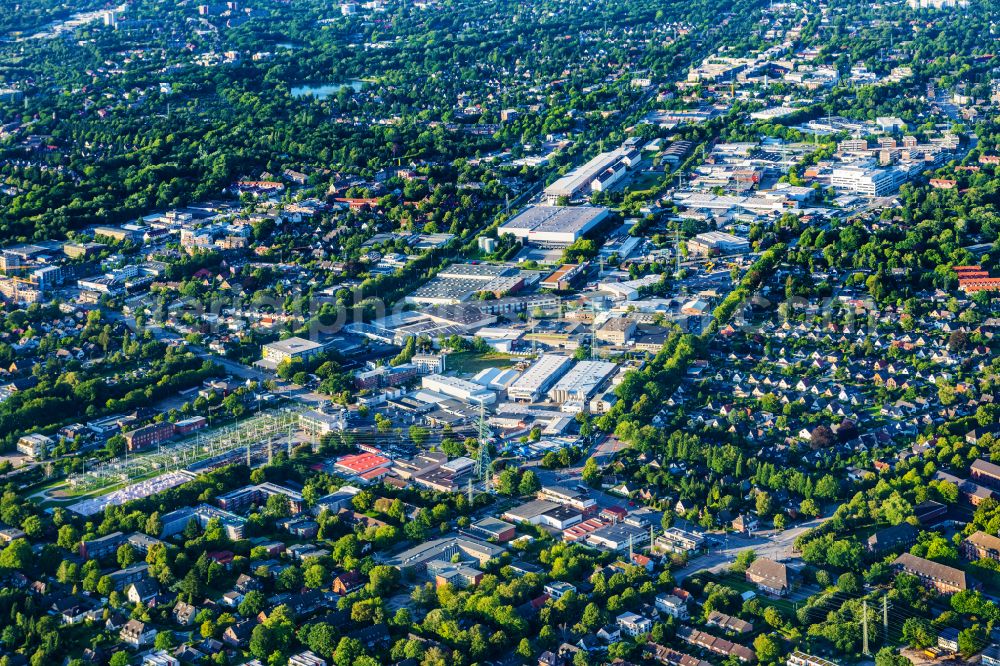 Hamburg from above - Industrial estate and company settlement Kuehnstrasse in Hamburg, Germany