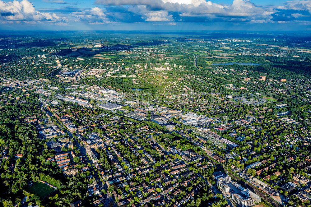 Hamburg from the bird's eye view: Industrial estate and company settlement Kuehnstrasse in Hamburg, Germany