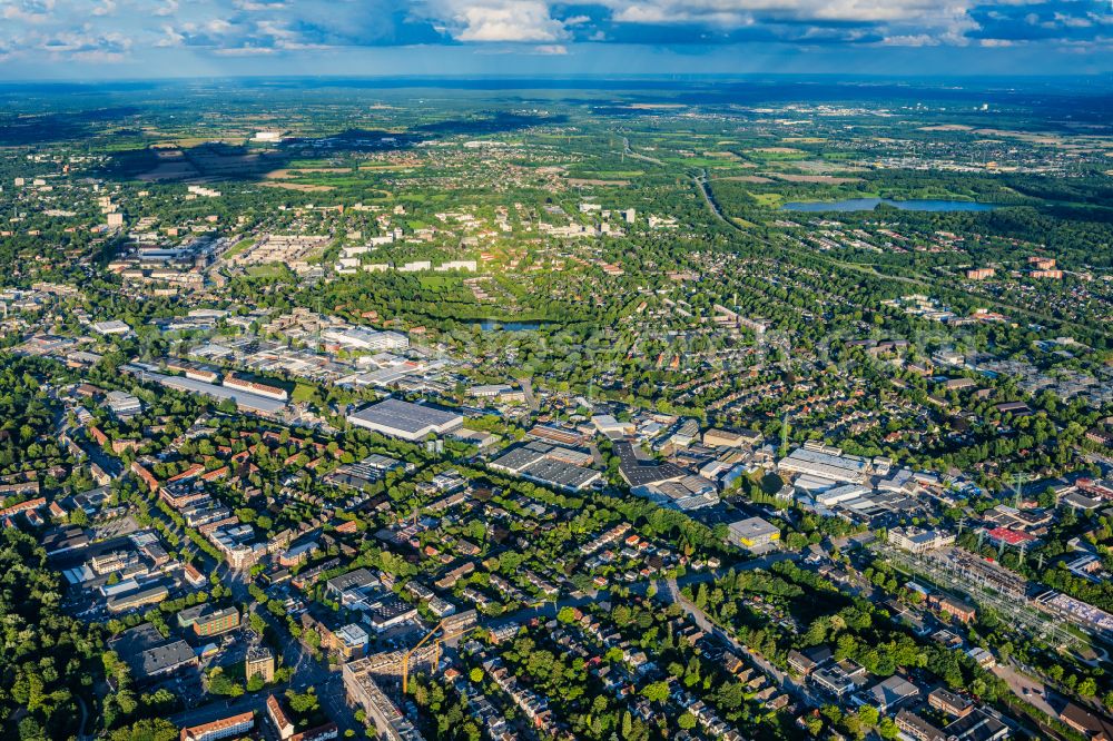 Aerial photograph Hamburg - Industrial estate and company settlement Kuehnstrasse in Hamburg, Germany