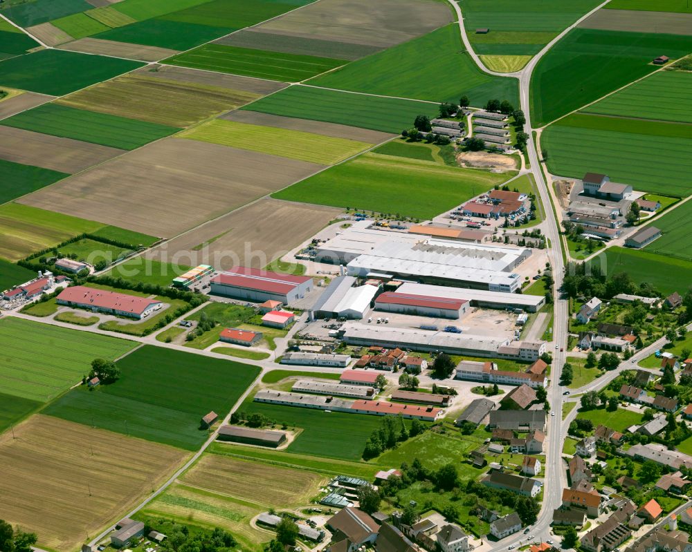 Kirchberg from above - Industrial estate and company settlement in Kirchberg in the state Baden-Wuerttemberg, Germany