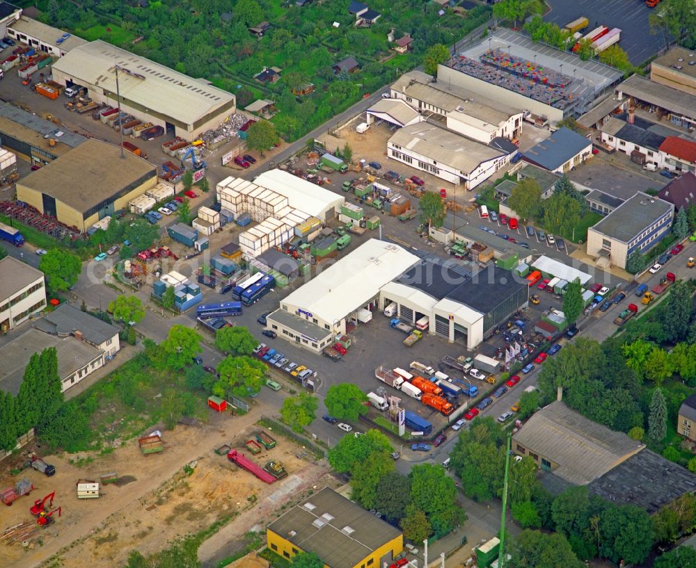 Aerial image Berlin - Industrial estate and company settlement Kitzingstrasse in the district Mariendorf in Berlin, Germany