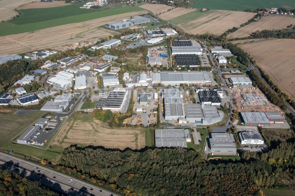 Klipphausen from above - Industrial estate and company settlement in Klipphausen in the state Saxony, Germany