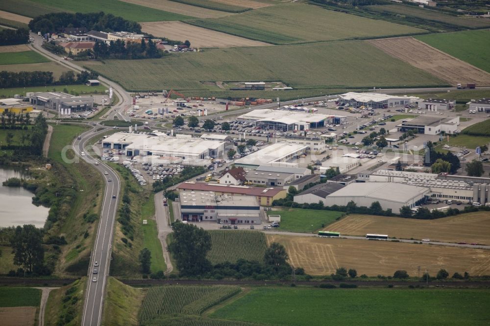 Tulln an der Donau from above - Industrial estate and company settlement Koenigstetter Strasse in Tulln an der Donau in Lower Austria, Austria