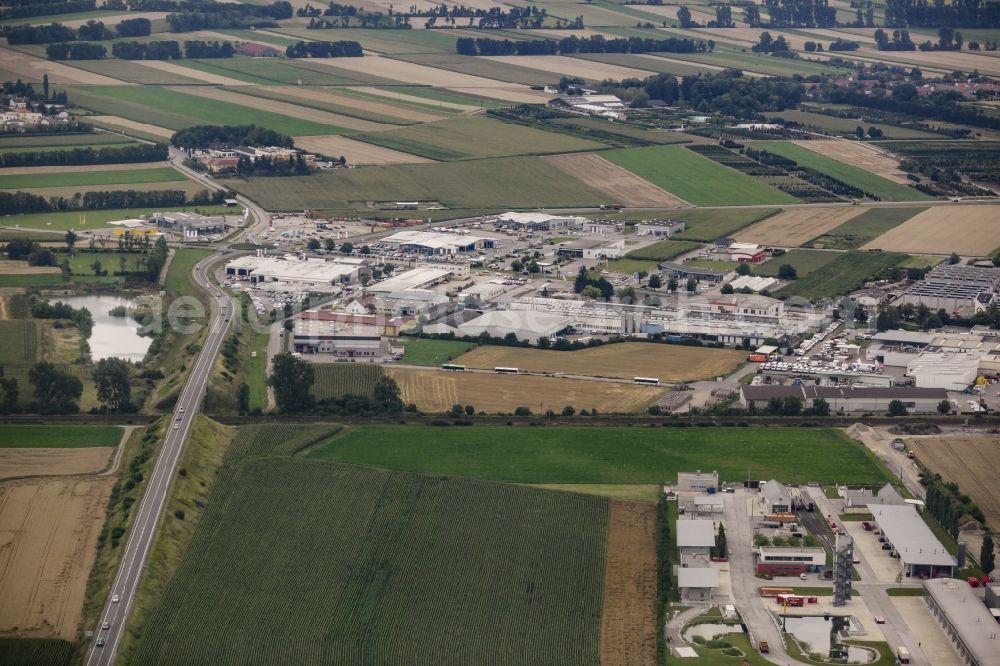 Tulln an der Donau from the bird's eye view: Industrial estate and company settlement Koenigstetter Strasse in Tulln an der Donau in Lower Austria, Austria