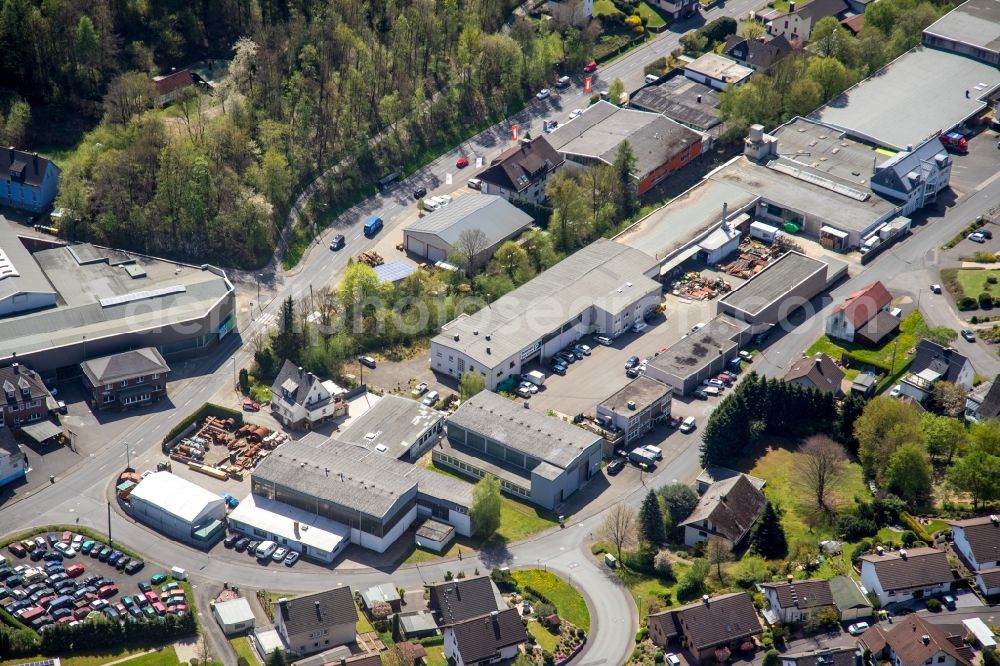 Aerial image Netphen - Industrial estate and company settlement on Kreuztaler Strasse in the district Dreis-Tiefenbach in Netphen in the state North Rhine-Westphalia, Germany