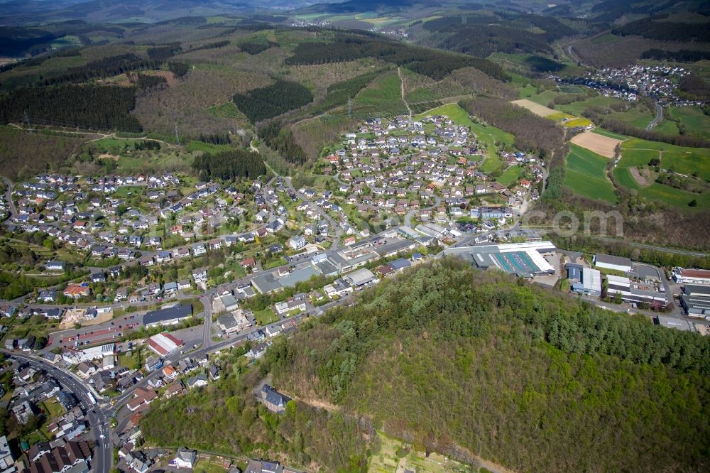 Netphen from above - Industrial estate and company settlement on Kreuztaler Strasse in the district Dreis-Tiefenbach in Netphen in the state North Rhine-Westphalia, Germany