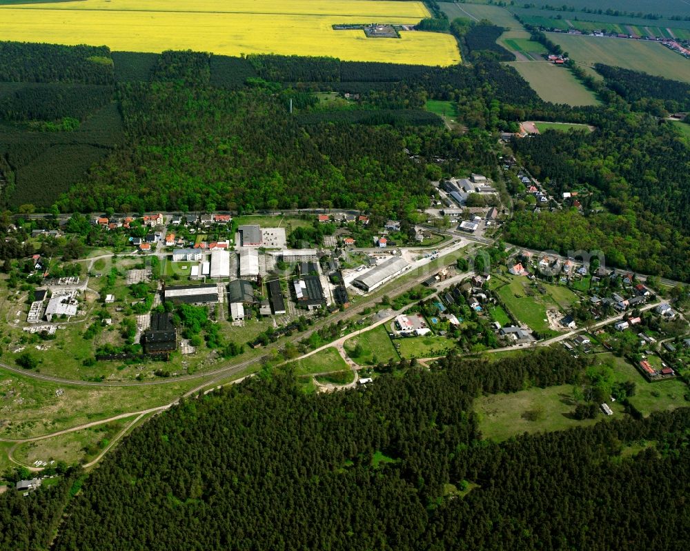 Aerial photograph Oranienbaum-Wörlitz - Industrial estate and company settlement on Kraehenberg in Oranienbaum-Woerlitz in the state Saxony-Anhalt, Germany