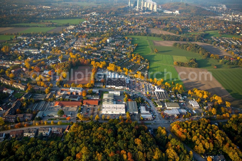 Gladbeck from the bird's eye view: Industrial estate and company settlement Krusenkamp in the Northeast of Gladbeck in the state of North Rhine-Westphalia