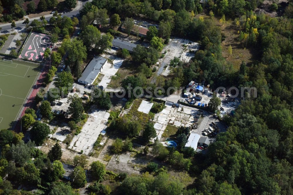 Berlin from above - Industrial estate and company settlement on Landweg in the district Lichterfelde in Berlin, Germany