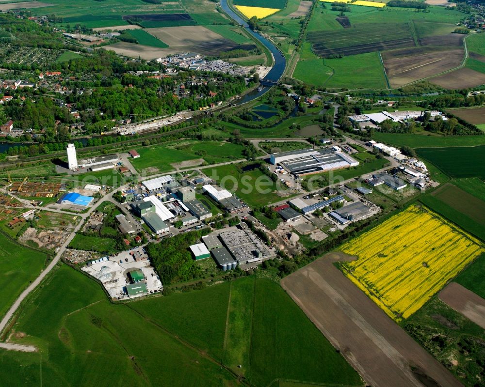 Aerial photograph Lauenburg - Industrial estate and company settlement in Lauenburg in the state Schleswig-Holstein, Germany