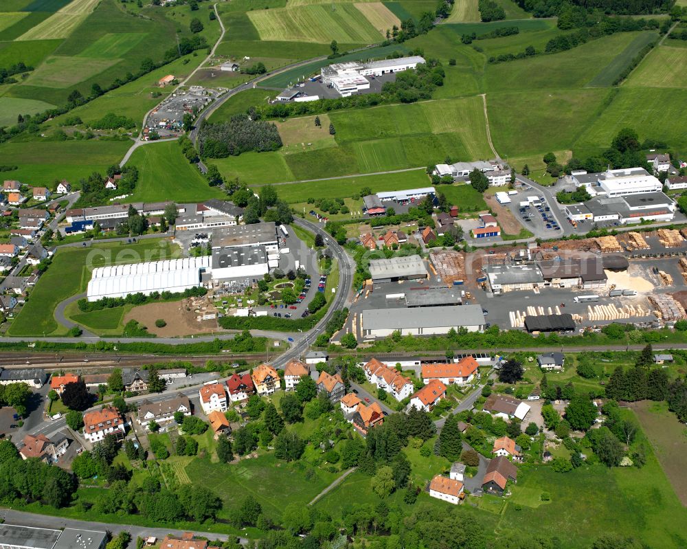 Lauterbach (Hessen) from above - Industrial estate and company settlement in Lauterbach (Hessen) in the state Hesse, Germany