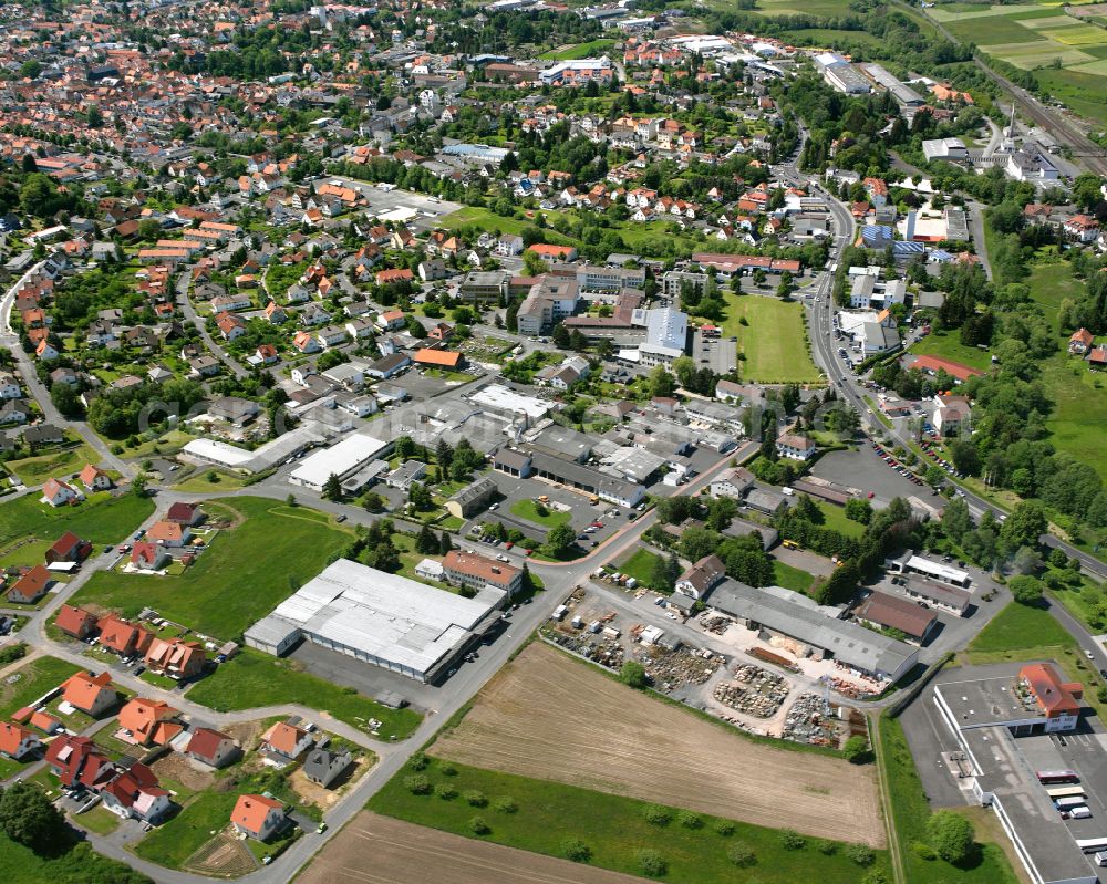 Lauterbach (Hessen) from the bird's eye view: Industrial estate and company settlement in Lauterbach (Hessen) in the state Hesse, Germany