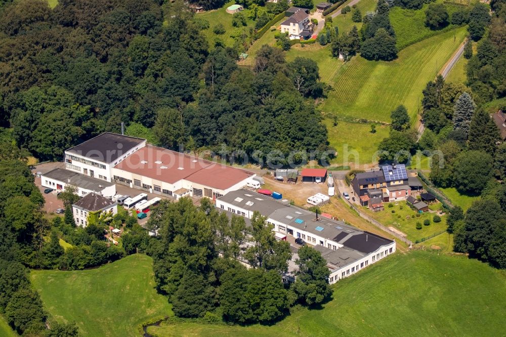 Hattingen from above - Industrial estate and company settlement at Lueggersegge in the South of Hattingen in the state of North Rhine-Westphalia. The buildings are home to Textildruck-Stock and Sonin & Echtmann