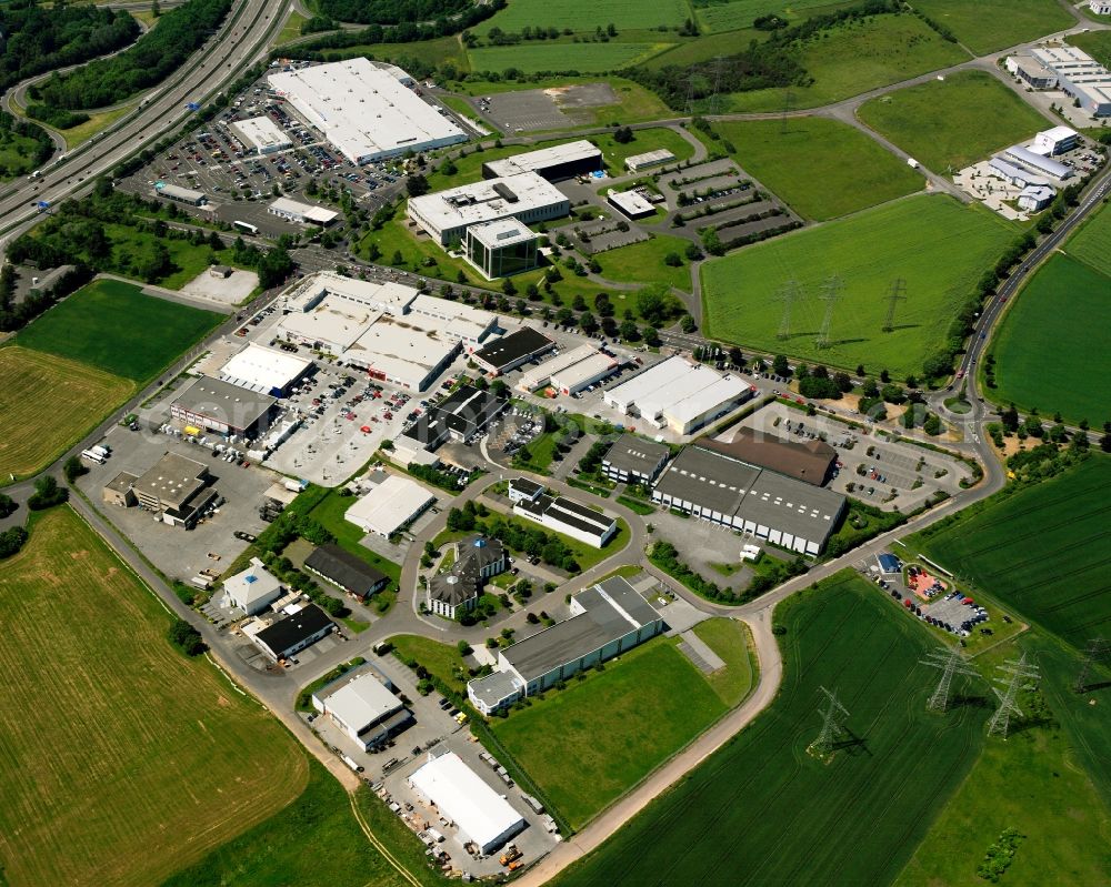 Aerial photograph Limburg an der Lahn - Industrial estate and company settlement in Limburg an der Lahn in the state Hesse, Germany