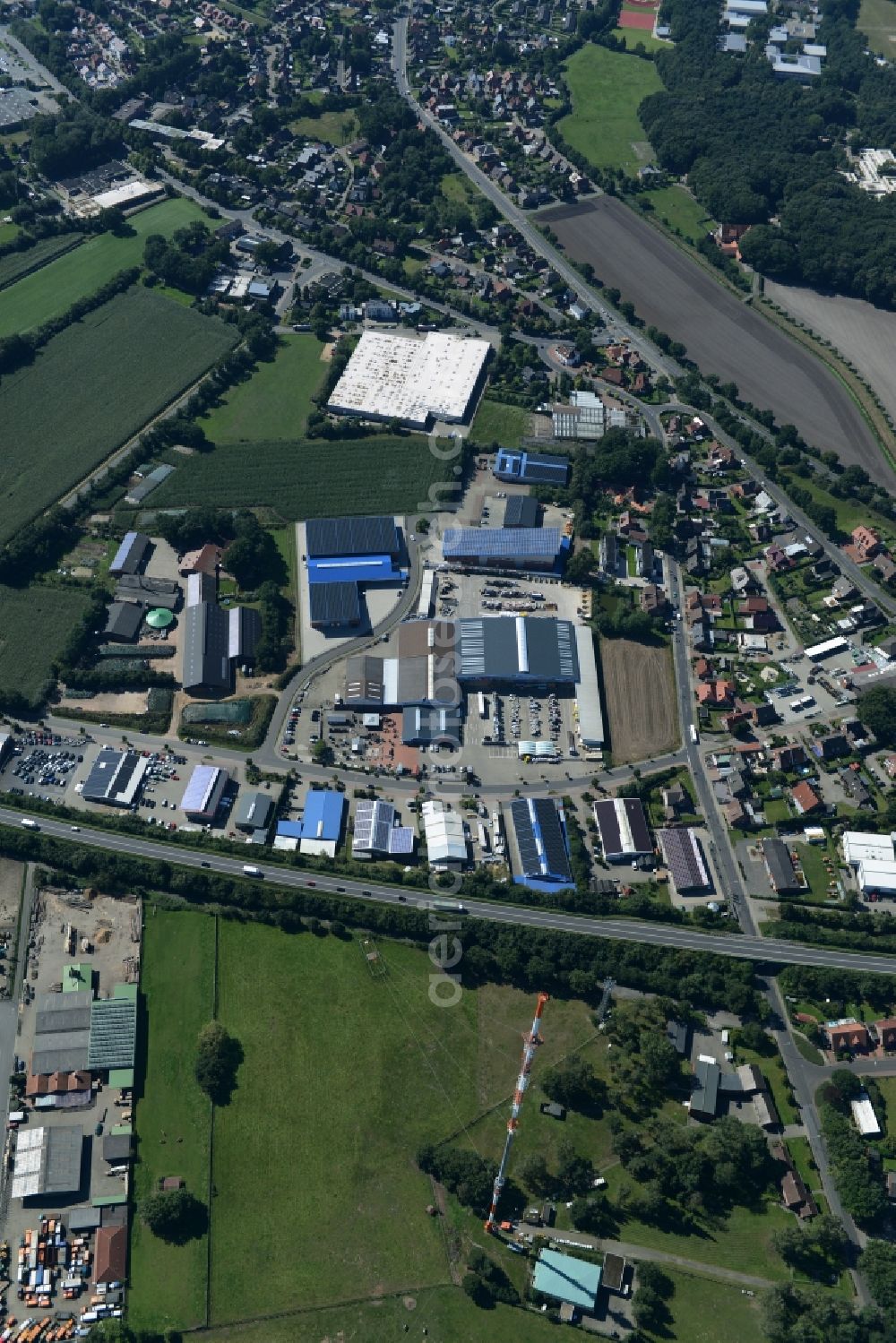 Aerial image Lingen (Ems) - View on the industrial estate and company settlement in Lingen ( Ems ) in the state Lower Saxony