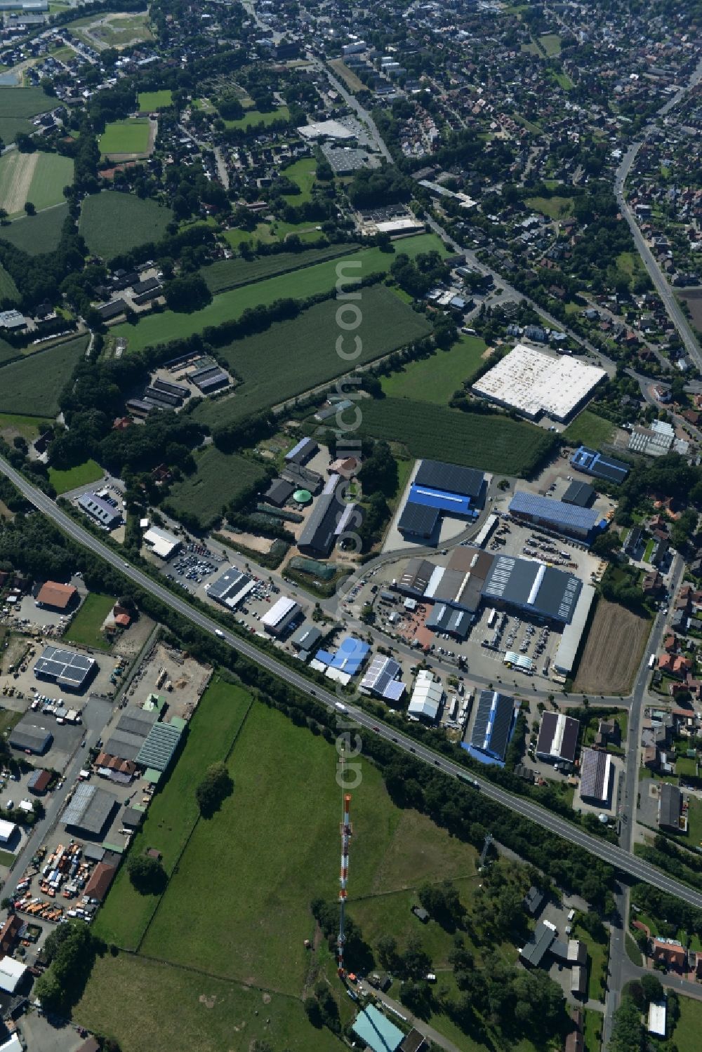 Aerial photograph Lingen (Ems) - View on the industrial estate and company settlement in Lingen ( Ems ) in the state Lower Saxony