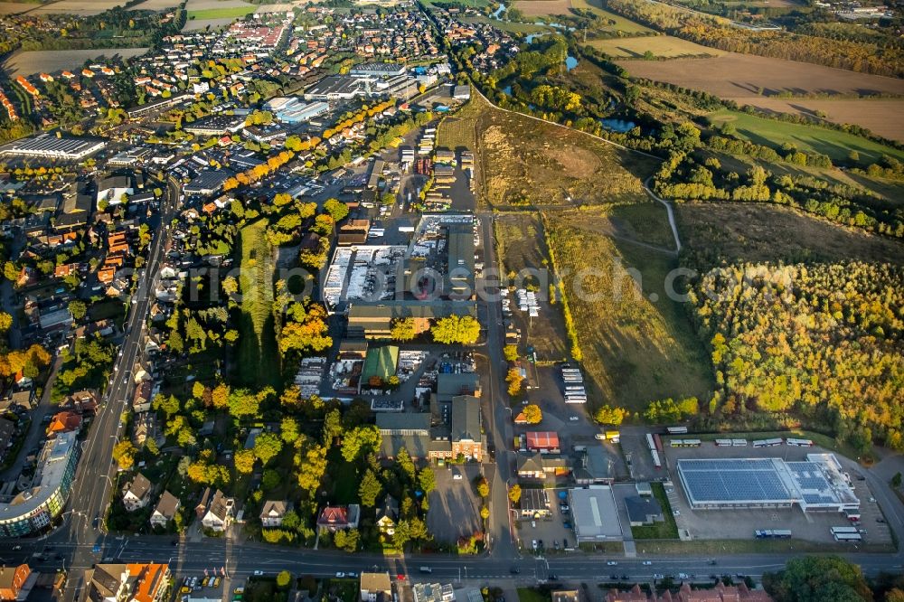 Aerial photograph Werne - Industrial estate and company settlement at the Lippestrasse in the district Ruhr Metropolitan Area in Werne in the state North Rhine-Westphalia