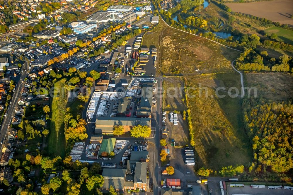 Werne from above - Industrial estate and company settlement at the Lippestrasse in the district Ruhr Metropolitan Area in Werne in the state North Rhine-Westphalia