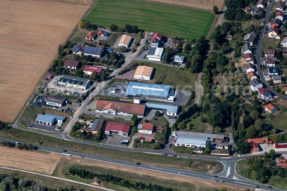 Marienbrunn from the bird's eye view: Industrial estate and company settlement in Marienbrunn in the state Bavaria, Germany