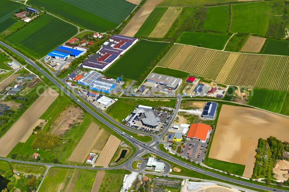 Marktsteft from the bird's eye view: Industrial estate and company settlement in Marktsteft in the state Bavaria, Germany