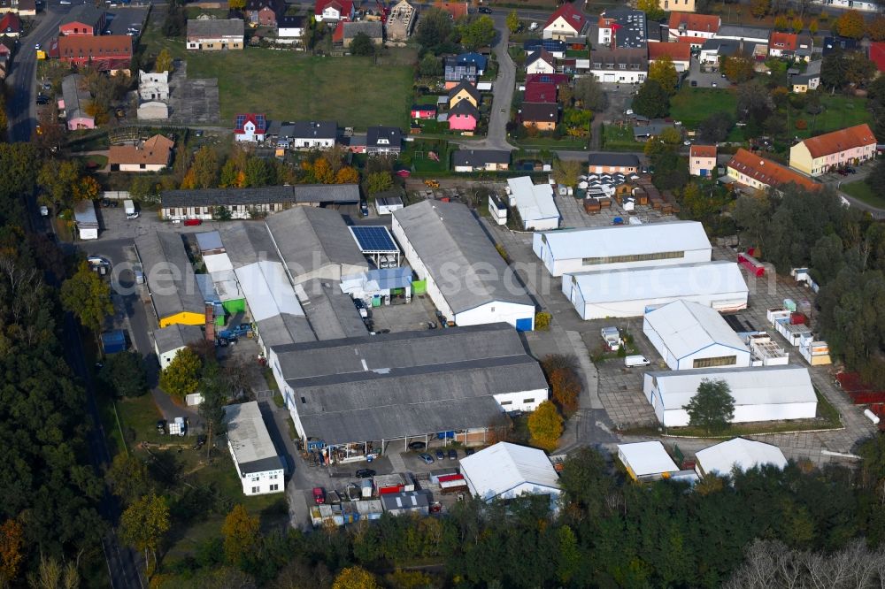 Aerial image Germendorf - Industrial estate and company settlement of MCR GmbH on Veltener Strasse in Germendorf in the state Brandenburg, Germany