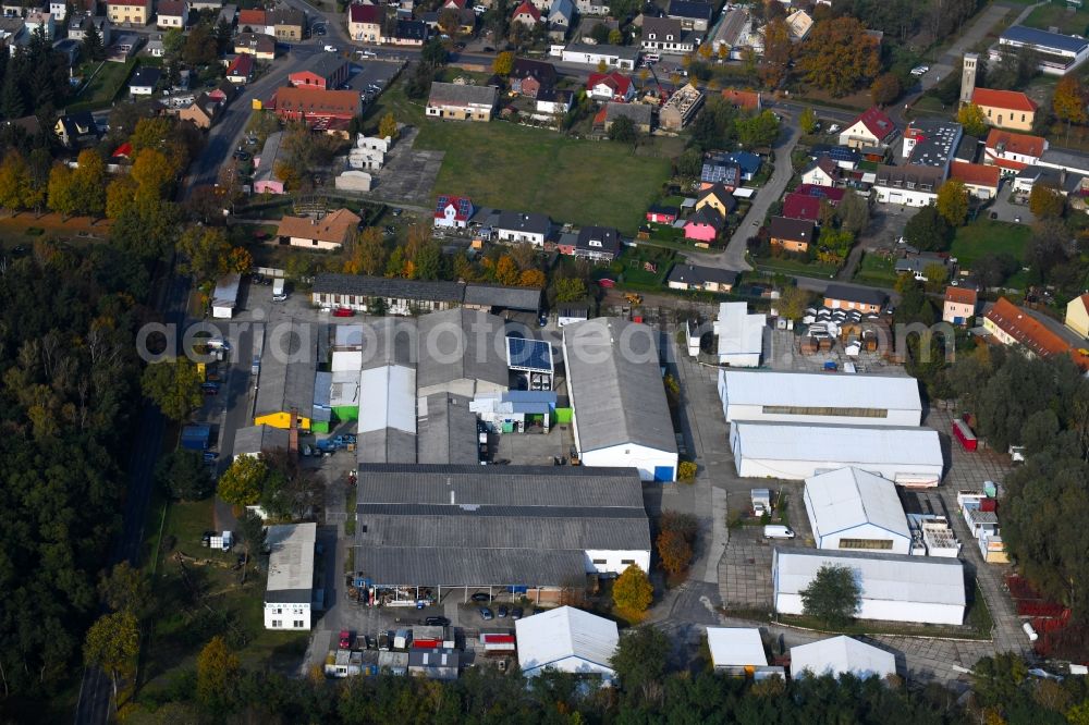 Aerial photograph Germendorf - Industrial estate and company settlement of MCR GmbH on Veltener Strasse in Germendorf in the state Brandenburg, Germany