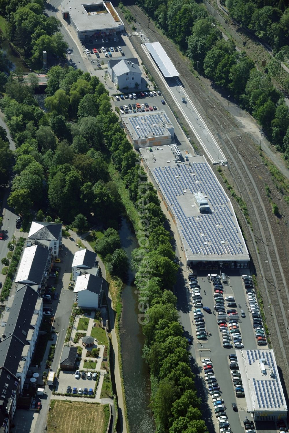 Menden (Sauerland) from the bird's eye view: Industrial estate and company settlement in Menden (Sauerland) in the state North Rhine-Westphalia