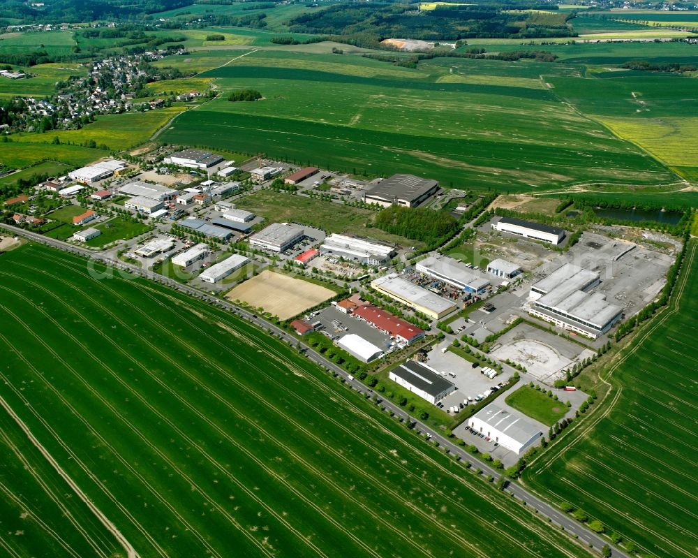 Aerial image Mühlau - Industrial estate and company settlement in Mühlau in the state Saxony, Germany