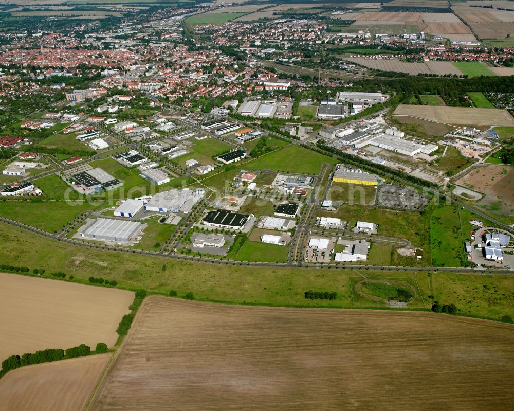 Mühlhausen/Thüringen from the bird's eye view: Industrial estate and company settlement in Mühlhausen in the state Thuringia, Germany