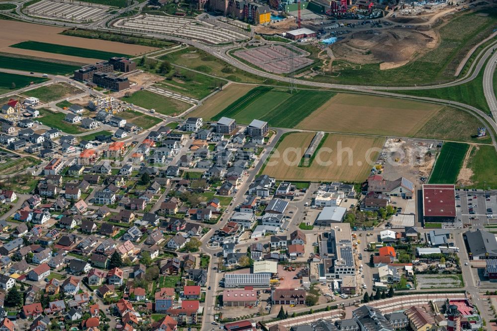 Aerial image Rust - Industrial estate and company settlement Mischgebiet in Rust in the state Baden-Wuerttemberg, Germany