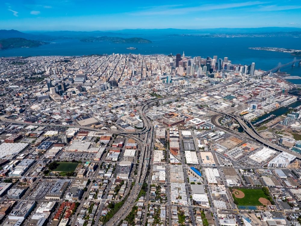 Aerial image San Francisco - Industrial estate and company settlement Mission District in San Francisco in California, USA