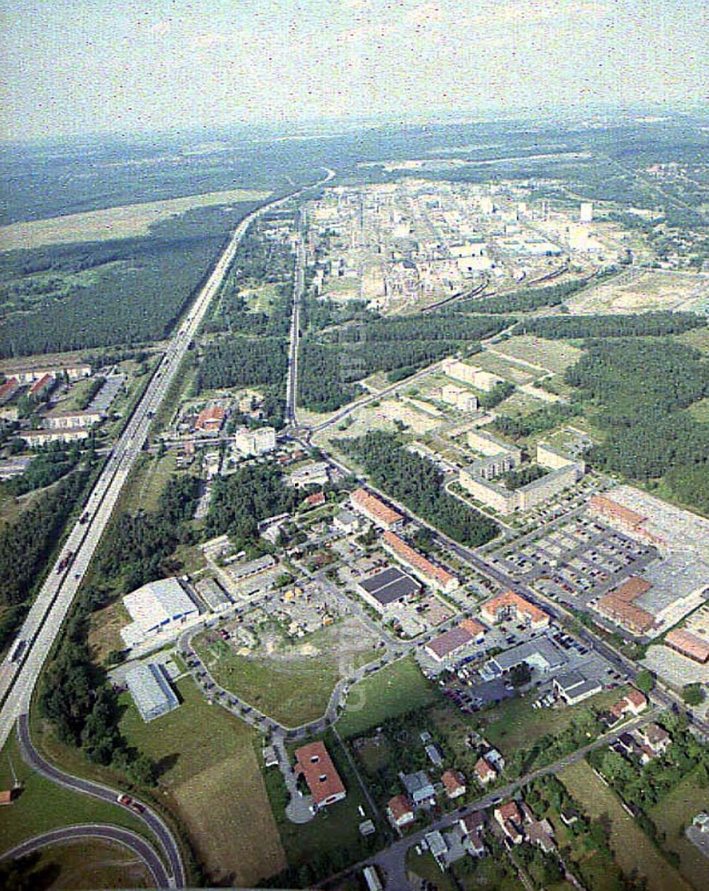 Aerial photograph Schwarzheide / Brandenburg - Gewerbegebiet - Mitte Schwarzheide