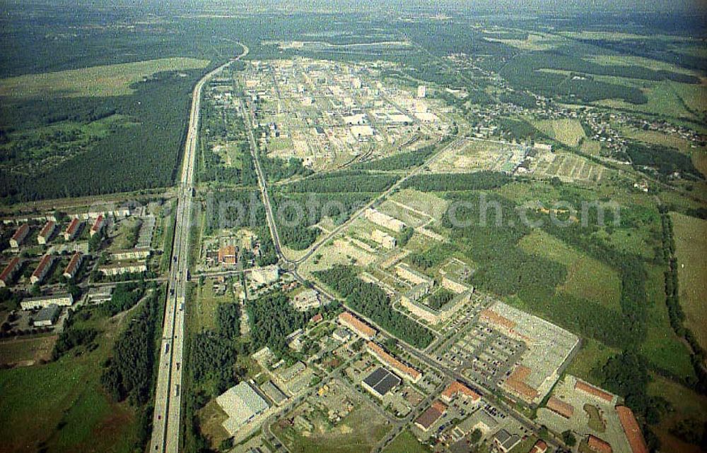 Schwarzheide / Brandenburg from the bird's eye view: Gewerbegebiet - Mitte Schwarzheide