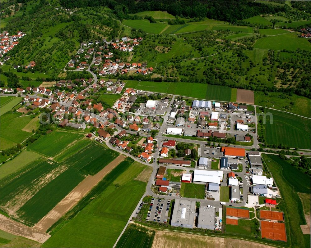 Aerial image Mittelbrüden - Industrial estate and company settlement in Mittelbrueden in the state Baden-Wuerttemberg, Germany