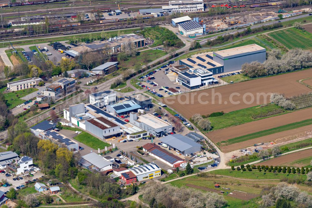 Aerial photograph Offenburg - Industrial estate and company settlement Moltkestrasse in Offenburg in the state Baden-Wurttemberg, Germany