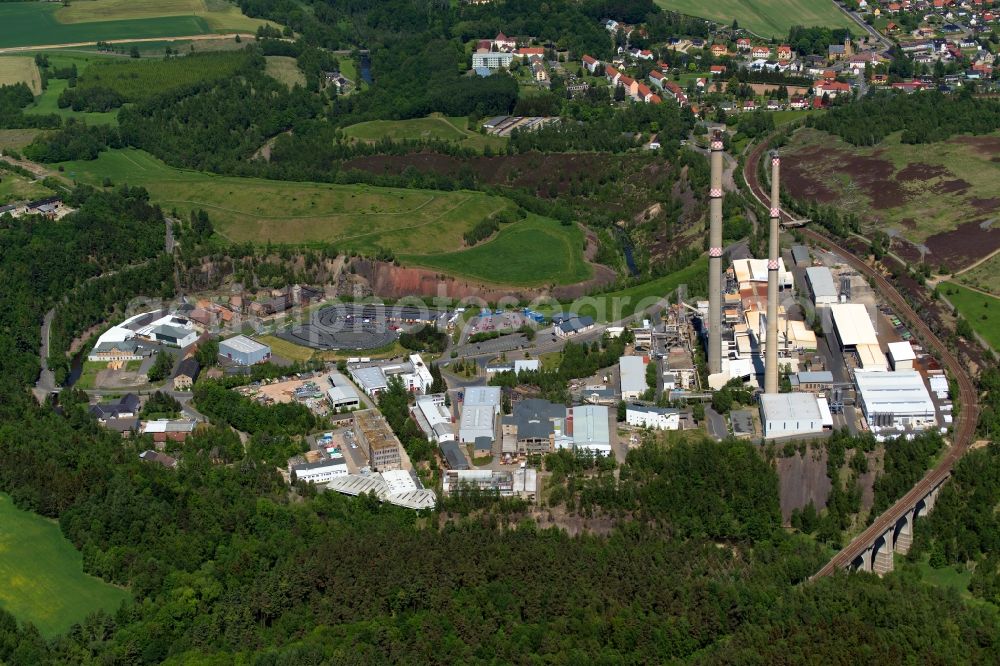 Aerial image Freiberg - Industrial estate and company settlement Muldenhuetten in Freiberg in the state Saxony, Germany