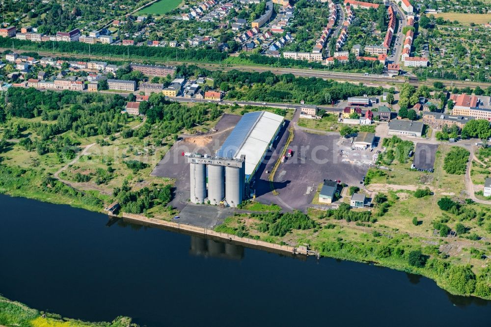 Aerial image Magdeburg - Business park Natursteine a??a??Magdeburg in the district Westerhuesen on the Elbe in Magdeburg in the state Saxony-Anhalt, Germany