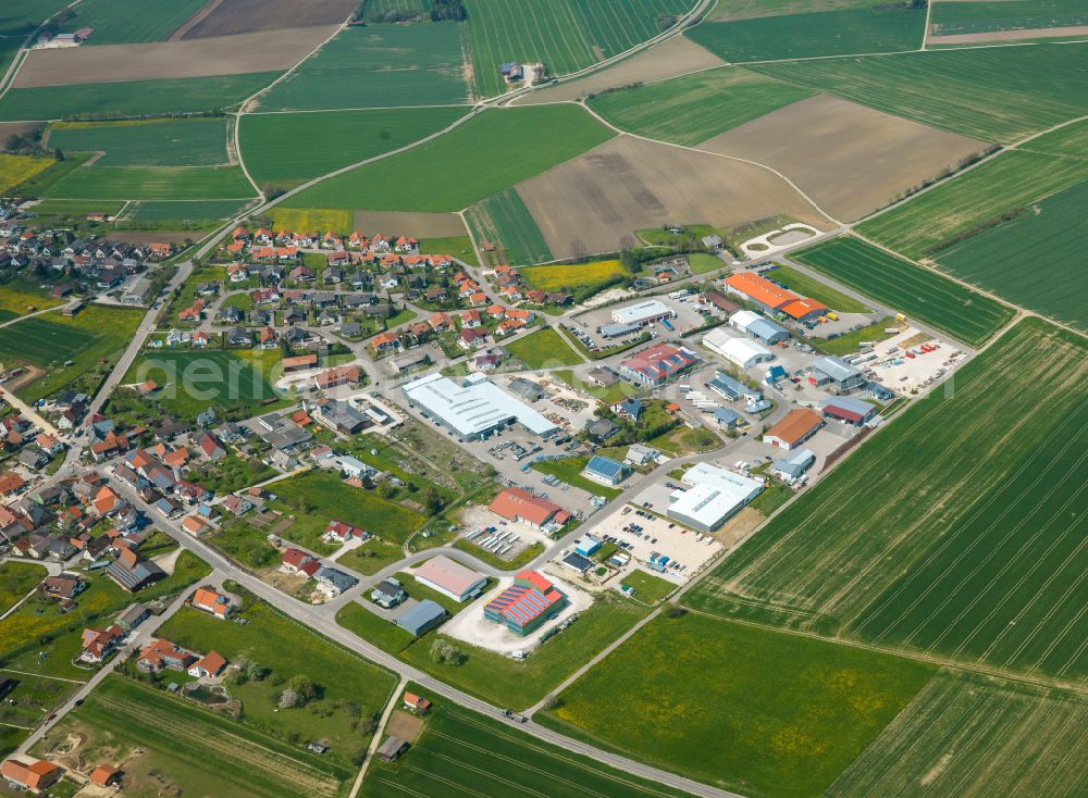 Aerial photograph Nellingen - Industrial estate and company settlement in Nellingen in the state Baden-Wuerttemberg, Germany