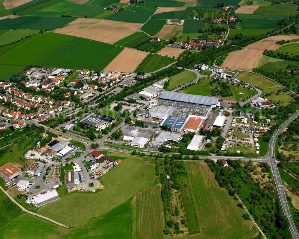 Nellmersbach from above - Industrial estate and company settlement in Nellmersbach in the state Baden-Wuerttemberg, Germany