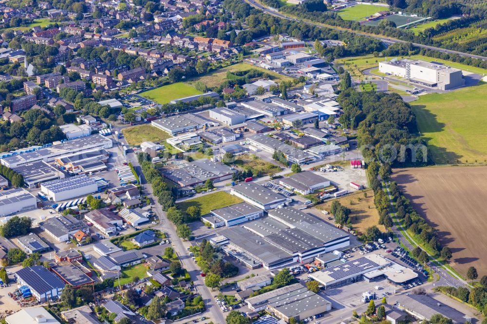 Nettetal from above - Business park in the industrial area on street Berger Feld in the district Breyell in Nettetal in the state North Rhine-Westphalia, Germany