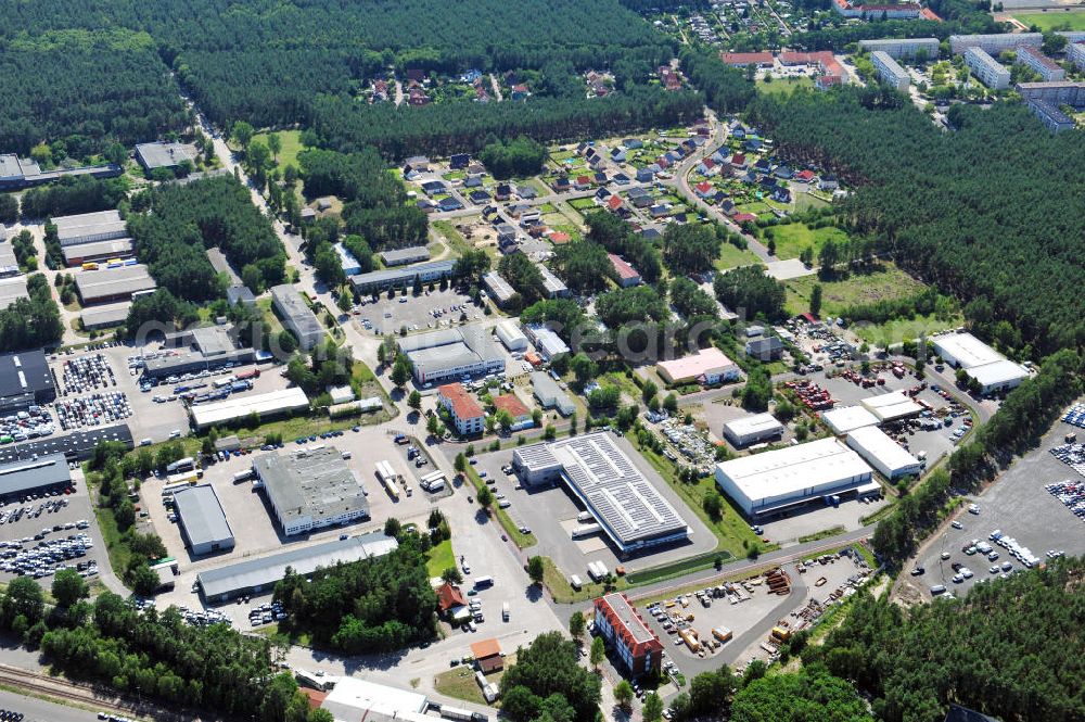 Neuseddin from above - Gewerbeimmobilie an der Pappelallee 34 im Gewerbegebiet Neuseddin in Brandenburg. Ein Projekt der Unternehmensgruppe Markus Gerold. Commercial property at the street Pappelallee in the business park Neuseddin.