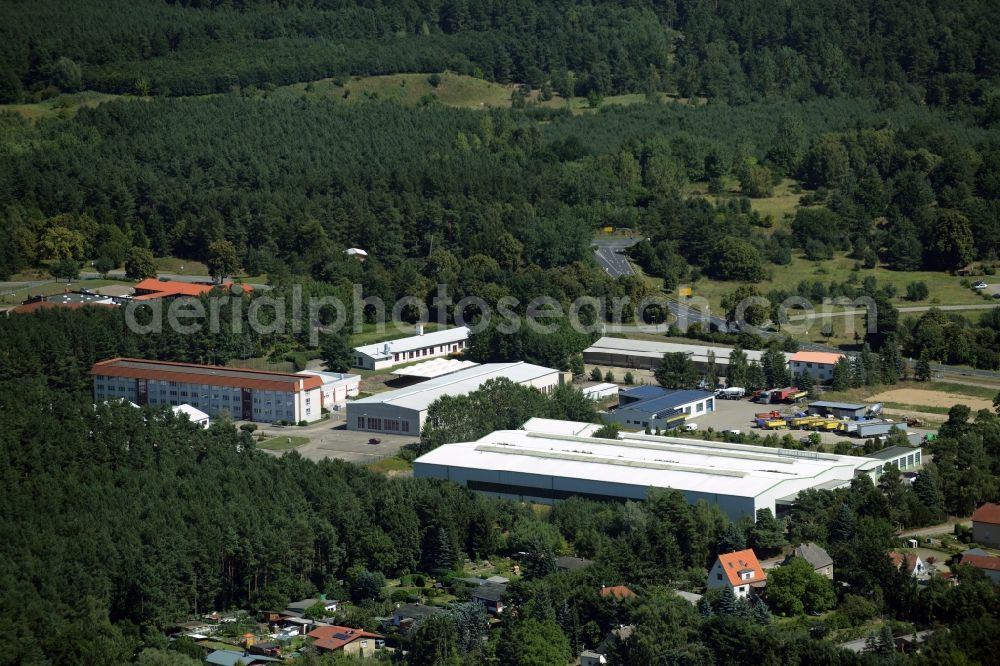 Neustrelitz from the bird's eye view: Industrial estate and company settlement in Neustrelitz in the state Mecklenburg - Western Pomerania