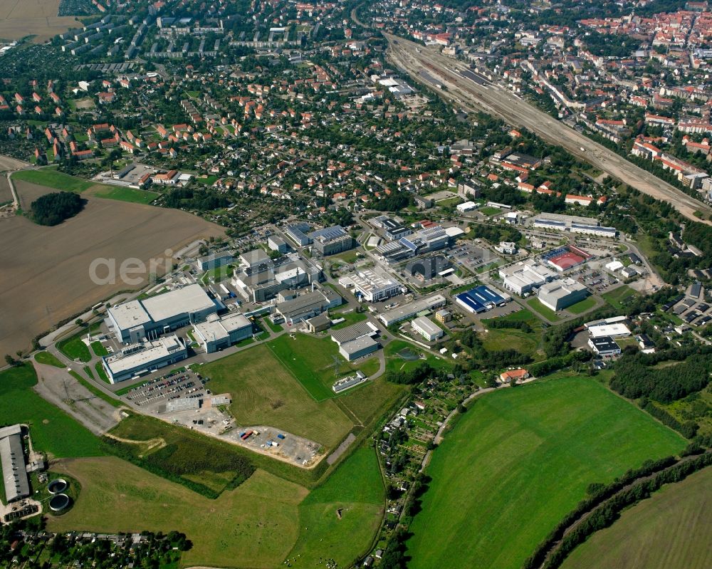 Aerial photograph Freiberg - Industrial estate and company settlement on St.-Niclas-Schacht in the district Zug in Freiberg in the state Saxony, Germany