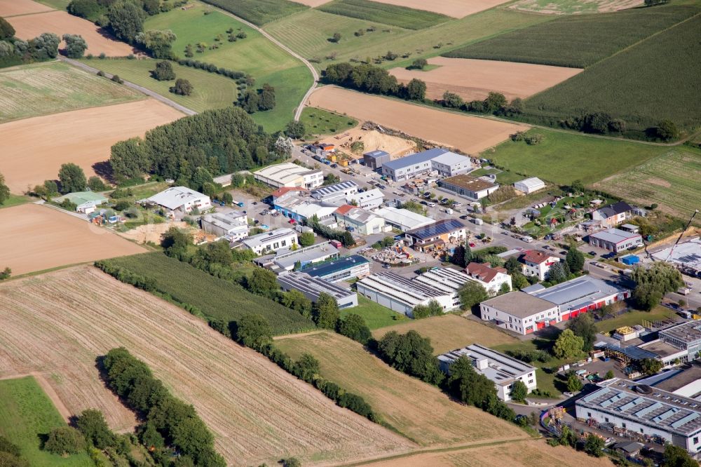 Walzbachtal from the bird's eye view: Industrial estate and company settlement North in the district Joehlingen in Walzbachtal in the state Baden-Wuerttemberg, Germany