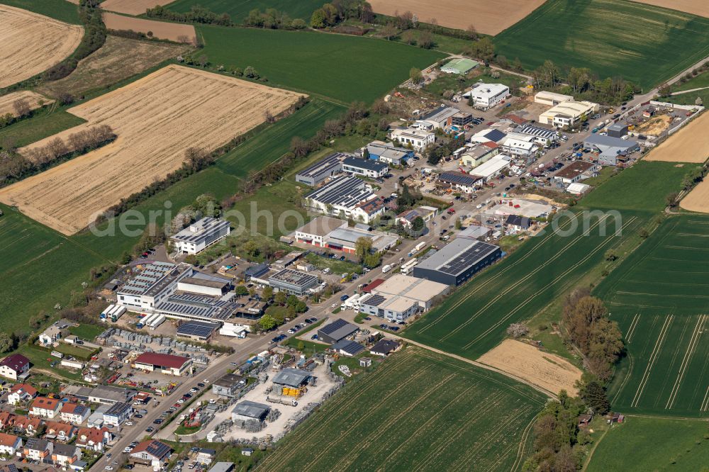 Aerial image Walzbachtal - Industrial estate and company settlement North in the district Joehlingen in Walzbachtal in the state Baden-Wuerttemberg, Germany